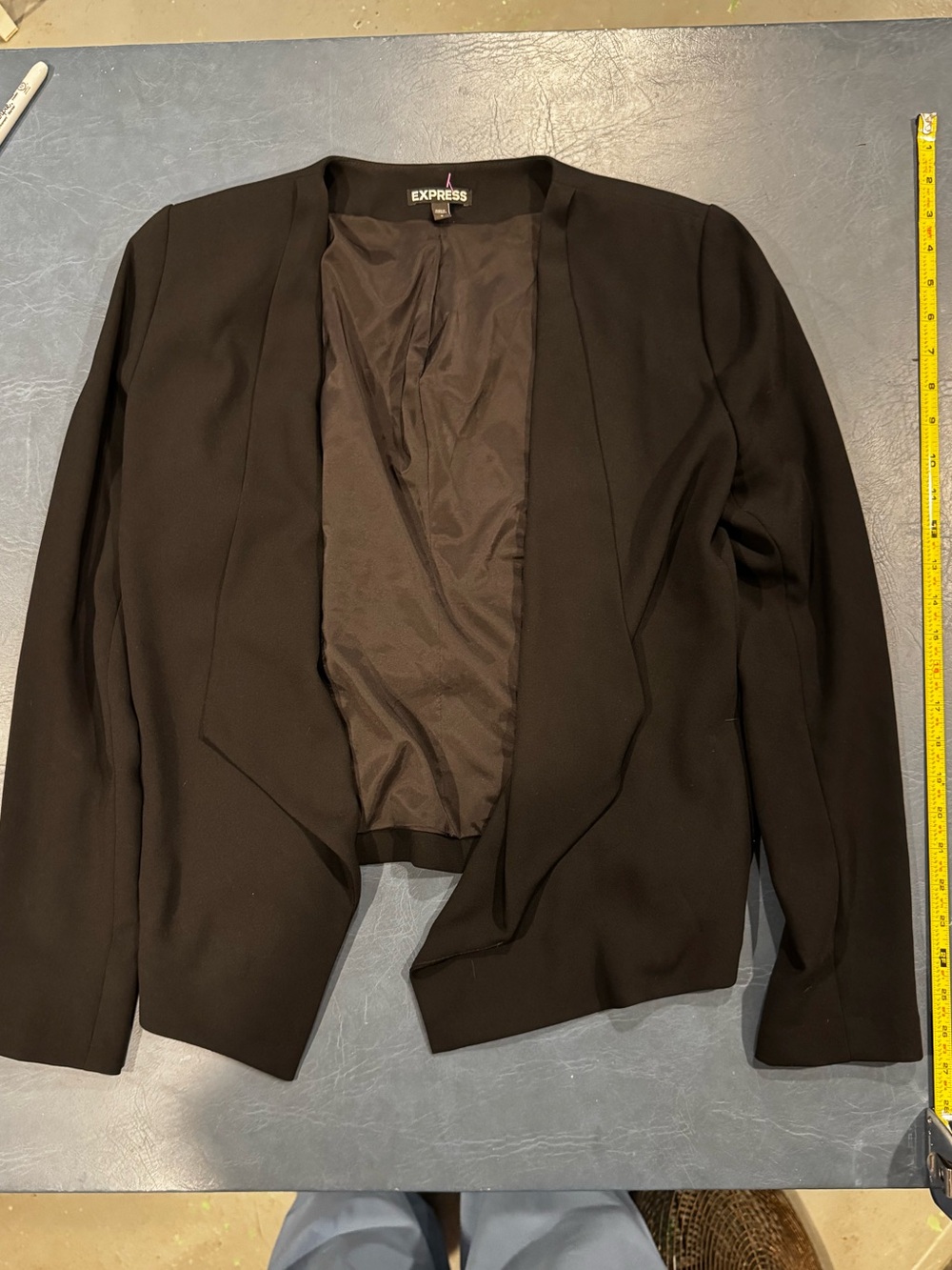 Express Black Open-Front Draped Blazer
